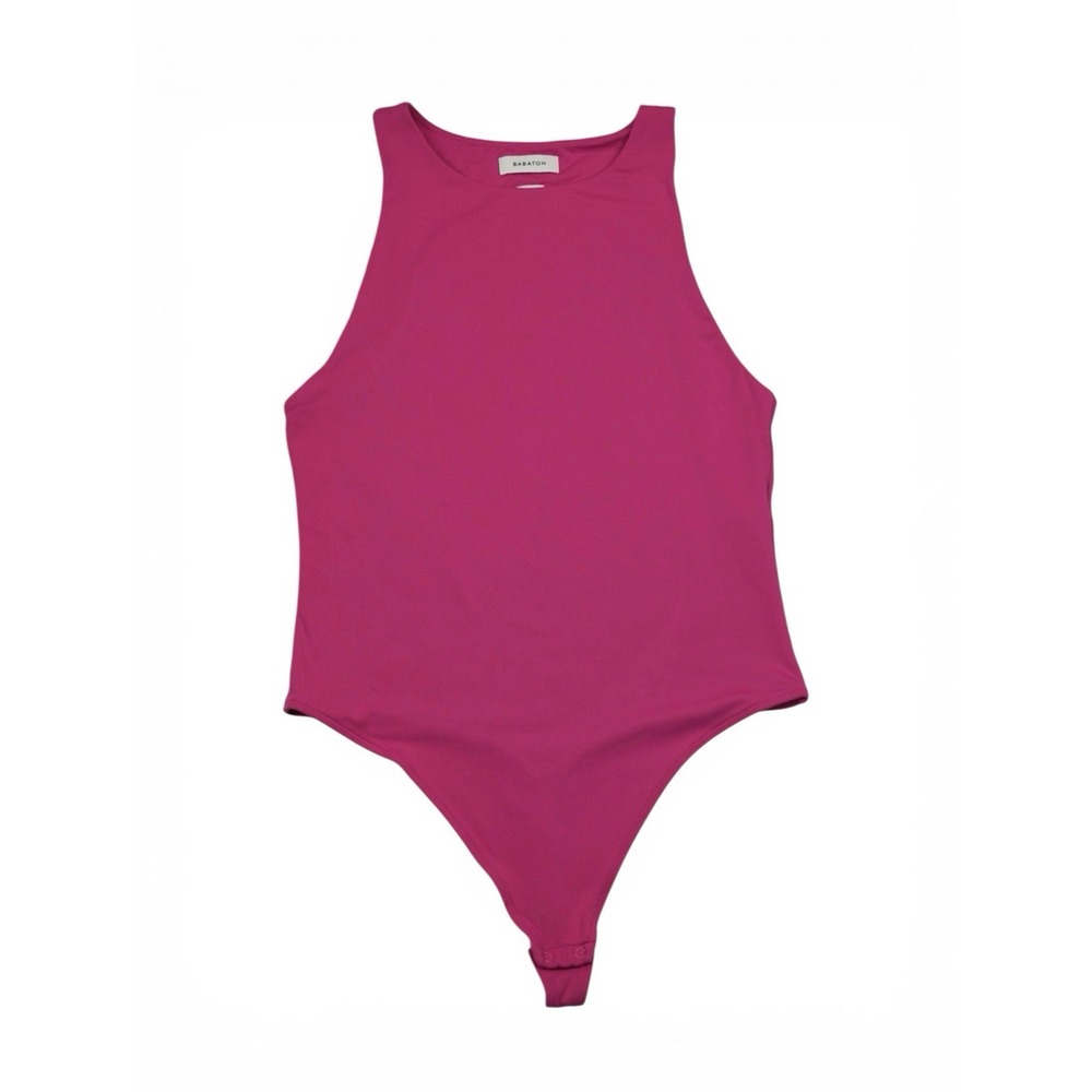 Babaton Contour High Neck Sleeveless Thong Bodysuit Women's L Pink